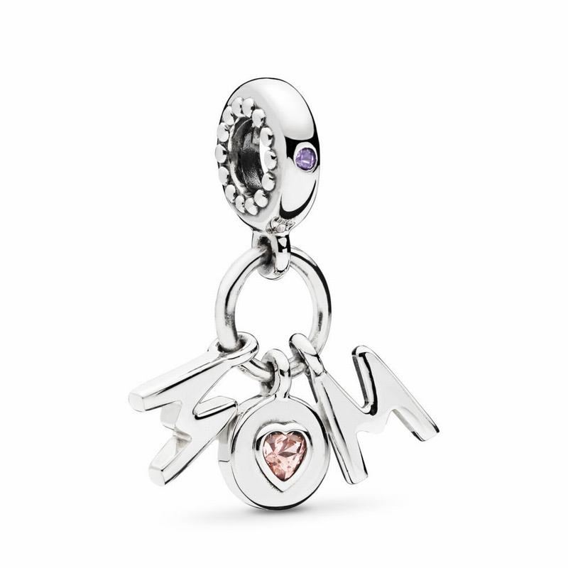 Pandora Perfect Mom Dangle Charm Ireland - Sterling Silver/Pink/Crystal - 654120XHV